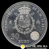 NA2 - ESPAÑA - 30 EUROS - 2013 - 75 ANIVERSARIO DEL REY JUAN CARLOS I - MONEDA DE PLATA