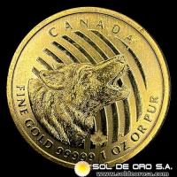 CANADA - 200 DOLLARS, 2014 - CANADIAN WOLF - MONEDA DE ORO