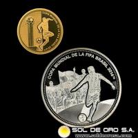 STAL - PARAGUAY - COPA MUNDIAL DE LA FIFA BRASIL 2014 - 1 GUARANI Y 1.500 GUARANIES, 2013 - MONEDAS CONMEMORATIVAS DE ORO Y PLATA