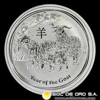 AUSTRALIA - 2 DOLLARS, 2015 - YEAR OF THE GOAT - 2 OUNCES - MONEDA DE PLATA