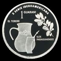 SIN STOCK - MONEDAS DEL PARAGUAY - 1 GUARANI - MONEDA CONMEMORATIVA  X SERIE IBEROAMERICANA - RAICES CULTURALES - EL TERERE - MONEDA DE PLATA