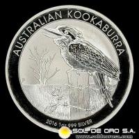 AUSTRALIA - 1 DOLLAR, 2016 - AUSTRALIAN KOOKABURRA - MONEDA DE PLATA