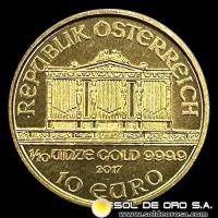 AUSTRIA - REPUBLIK OSTERREICH - 10 EUROS, 2017 - MONEDA DE ORO