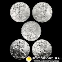 	ESTADOS UNIDOS DE AMERICA - 1 DOLLAR, 2020 - LOTE DE 5 ONZAS DE PLATA