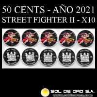 FIJI - 50 CENTS, 2021 - STREET FIGHTER II - SET DE 10 MONEDAS DE PLATA