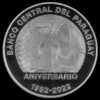ILUSTRACION - NO DISPONIBLE - NUMIS - PARAGUAY - 70 GUARANIES, 2022 - 70 ANIVERSARIO DE LA CREACION DEL BCP - MONEDA DE PLATA