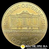 AUSTRIA - REPUBLIK OSTERREICH - 100 EURO, 2022 - MONEDA DE ORO
