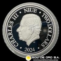 NIUE - 2 DOLLARS, 2024 - MICKEY MOUSE - CHARLES III - MONEDA DE PLATA