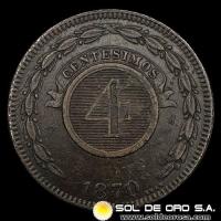 NUMIS - REPUBLICA DEL PARAGUAY - 4 CENTESIMOS - 1870 - MONEDA DE COBRE