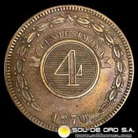 NUMIS - REPUBLICA DEL PARAGUAY - 4 CENTESIMOS - 1870 - MONEDA DE COBRE