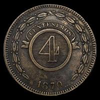 NUMIS - REPUBLICA DEL PARAGUAY - 4 CENTESIMOS - 1870 - MONEDA DE COBRE