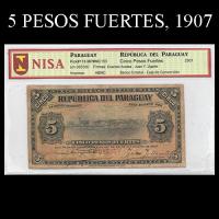 NUMIS - BILLETES DEL PARAGUAY - 1907 - BE - CINCO PESOS FUERTES (MC 153) - FIRMAS: EVARISTO ACOSTA - JUAN Y. UGARTE - BANCO ESTATAL (MC153) - CINCO PESOS FUERTES - ENC