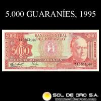 NUMIS - BILLETES DEL PARAGUAY - 1981 - CINCO MIL GUARANIES (MC221.f) - FIRMAS: CARLOS AQUINO BENITEZ - DIONISIO CORONEL - BANCO CENTRAL DEL PARAGUAY