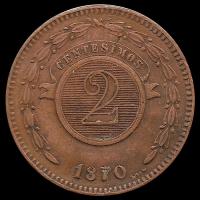 NUMIS - REPUBLICA DEL PARAGUAY - 2 CENTESIMOS - 1870 - MONEDA DE COBRE