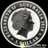 AUSTRALIA - AUSTRALIAN KOOKABURRA - 1 DOLLAR - ELIZABETH II - 2015 - MONEDA DE PLATA