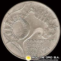 NA1 - ALEMANIA - 10 MARK - 1972.f - Series: Munich Olympics - MONEDA DE PLATA 