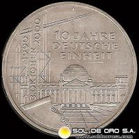 NA1 - ALEMANIA - 10 MARK - 2000 - Subject: 10th Anniversary of Reunification - MONEDA DE PLATA