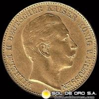ALEMANIA - 20 MARCOS - WILHELM II DEUTSCHER KAISER KONIG V. PREUSSEN - 1897 - MONEDA DE ORO