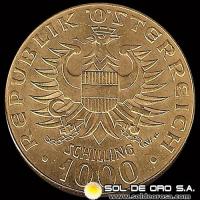 AUSTRIA - REPUBLIK OSTERREICH - 1.000 SCHILLING, 1976 - MONEDA DE ORO 