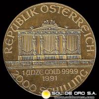 AUSTRIA - REPUBLIK OSTERREICH - 2.000 SCHILLING, 1990 - MONEDA / ONZA DE ORO 999