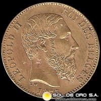 BELGICA - LEOPOLD II ROI DES BELGES - 20 FRANCOS 