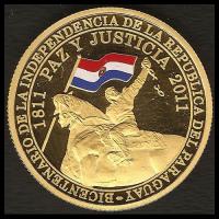 72 - PARAGUAY - 200 GUARANIES, 2011 - MONEDA CONMEMORATIVA POR EL BICENTENARIO DE LA INDEPENDENCIA DEL PARAGUAY - MONEDA DE ORO