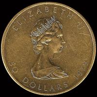 CANADA - HOJA DE MAPPLE 1 ONZA, 50 DOLLARS, 1979 - MONEDA DE ORO 999 - ONZA DE ORO 24K
