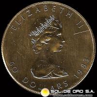 CANADA - HOJA DE MAPPLE 1 ONZA, 50 DOLLARS, 1983 - MONEDA / ONZA DE ORO 999 