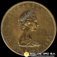 CANADA - HOJA DE MAPPLE 1 ONZA, 50 DOLLARS - 1984 - MONEDA DE ORO 