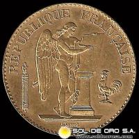 FRANCIA - REPUBLIQUE FRANCAISE - 20 FRANCOS, TIPO ANGEL ESCRIBIENDO, 1898 - MONEDA DE ORO