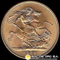 INGLATERRA - SOVEREIGN, LIBRA INGLESA, 1968 - MONEDA DE ORO