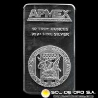 APMEX - 10 OUNCES - BARRA DE PLATA PURA