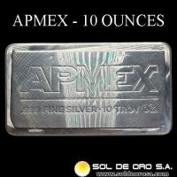 APMEX/SCOTTSDALE MINT - 10 OUNCES - BARRA DE PLATA PURA