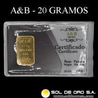 A&B REFINERIA - 20 GRAMOS - BARRA DE ORO 24K