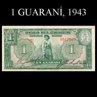 NUMIS - BILLETES DEL PARAGUAY - 1943 - UN GUARANI (MC 196.c) - FIRMAS: MIGUEL DE LA CUEVA - JUAN R. CHAVES - DEPARTAMENTO MONETARIO - BANCO CENTRAL DEL PARAGUAY