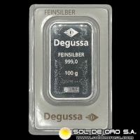 DEGUSSA - 100 GRAMOS - FEINSILBER - BARRA DE PLATA 999