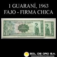 NUMIS - BILLETES DEL PARAGUAY - 1963 - UN GUARANI (MC210.b1) - FIRMAS: OSCAR STARK RIVAROLA - CESAR ROMEO ACOSTA - FAJO DE 100 BILLETES - BANCO CENTRAL DEL PARAGUAY