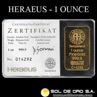 HERAEUS -1 OUNCE - FEINGOLD - BARRA DE ORO 24K