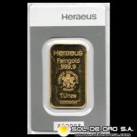 HERAEUS -1 OUNCE - FEINGOLD - BARRA DE ORO 24K