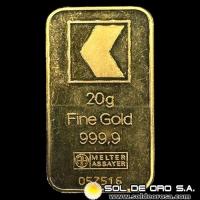 KANTONALBANK - 20 GRAMOS - FEINGOLD - BARRA DE ORO 24K