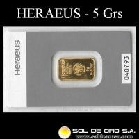HERAEUS - 5 GRAMOS - FEINGOLD - BARRA DE ORO 24K