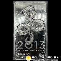 OPM METALS - 10 OUNCES - YEAR OF THE SNAKE, 2013 - BARRA DE PLATA 999