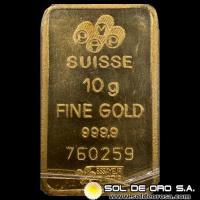 PAMP - SWISS MADE - 10 GRAMOS - BARA DE ORO 24K