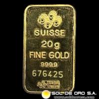 PAMP - SWISS MADE - 20 GRAMOS - BARA DE ORO 24K