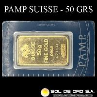 PAMP - SWISS MADE - 50 GRAMOS - BARA DE ORO 24K