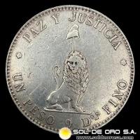 	REPUBLICA DEL PARAGUAY - 1 PESO, 1889 - PATACON - PRIMERA MONEDA DE PLATA DEL PARAGUAY