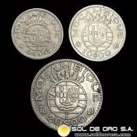 NA4 - COLONIAS PORTUGUESAS - MOZAMBIQUE - 5, 10 Y 20 ESCUDOS - MONEDAS DE PLATA