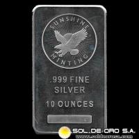 SUNSHINE MINTING - 10 OUNCES - BARRA DE PLATA PURA