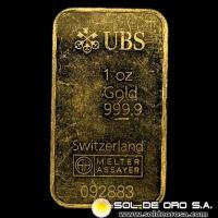 UBS - UNION BANK OF SWITZERLAND - 1 OUNCE - BARRA DE ORO 999