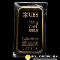 UBS - UNION BANK OF SWITZERLAND - 100 GRAMOS - BARRA DE ORO 999